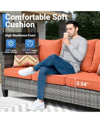 Patio Furniture Set 7 Piece High Back Sofa Outdoor Conversation Sets All Weather Wicker Rattan Sectional Sofa Set Couch and Chairs Garden Backyard Porch