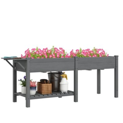 Raised Garden Bed, Wood Raised Planter with Liners,