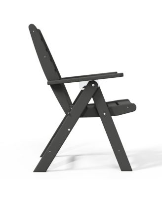 5-Piece HDPE Square Patio Dining Table Set with Foldable Chairs