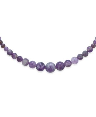 Semi-Precious Natural Stone Graduated Bead Ball Strand Necklace 16-18 Inch