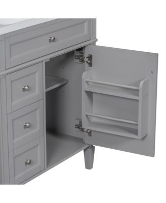 30" Modern Bathroom Vanity Single Sink, 2 Drawers, Tip-out