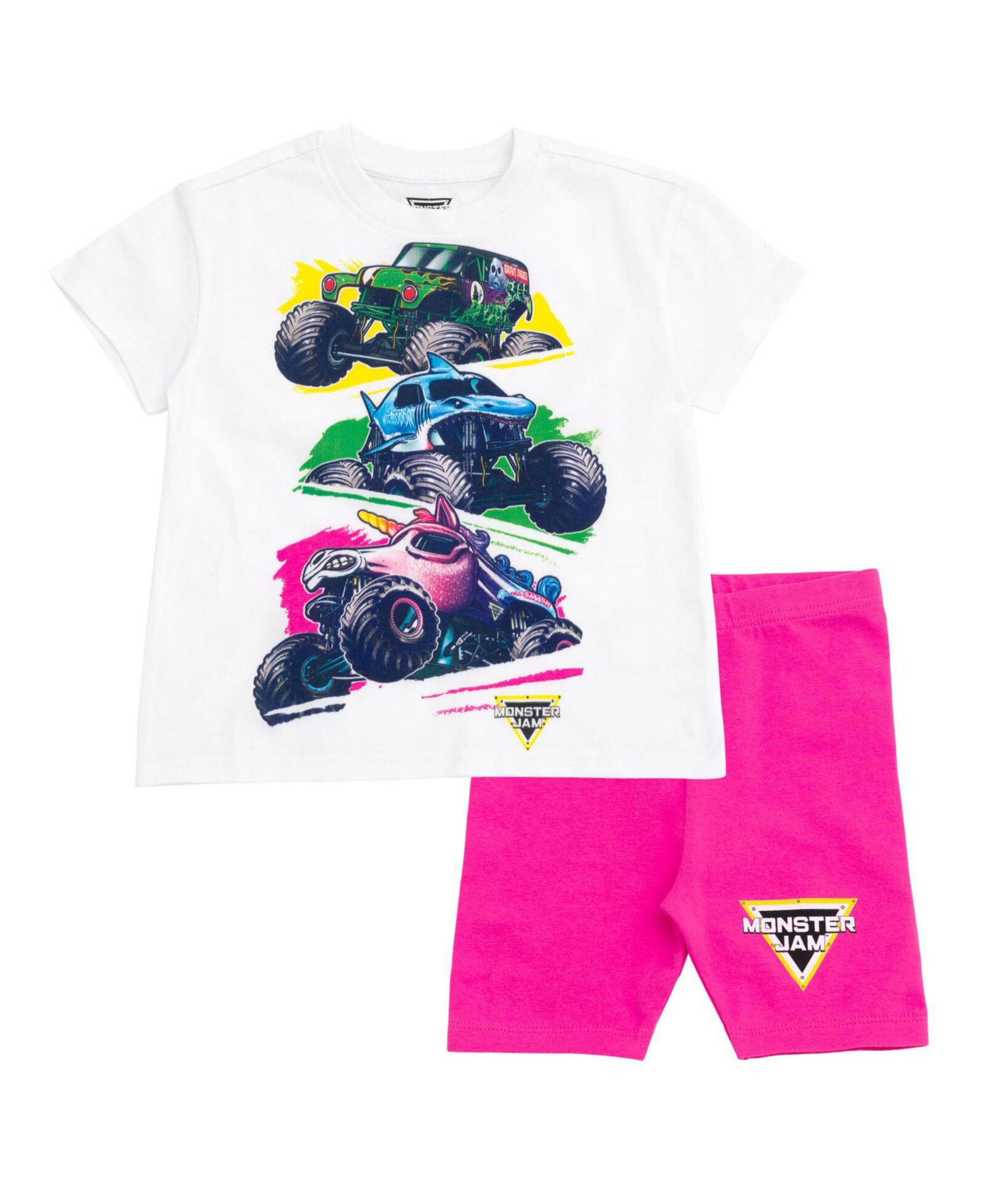 Little Girls Drop Shoulder T-Shirt and Bike Shorts Outfit Set