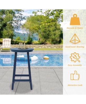 Tall Adirondack Chair with Bar Table Patio Chairs Outdoor Adirondack Barstool Outdoor Furniture Set Balcony Chairs for Lawn Backyard Garden, Blue