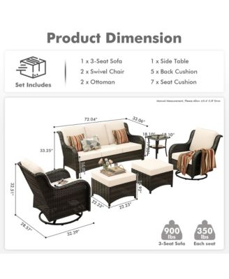 6 Pcs Outdoor Patio Furniture Set,High Back Sofa and Swivel Chairs Set