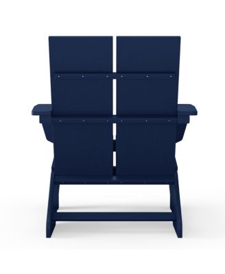 Outdoor HDPE Modern Adirondack Chair with Cup Holder (Set of 2)