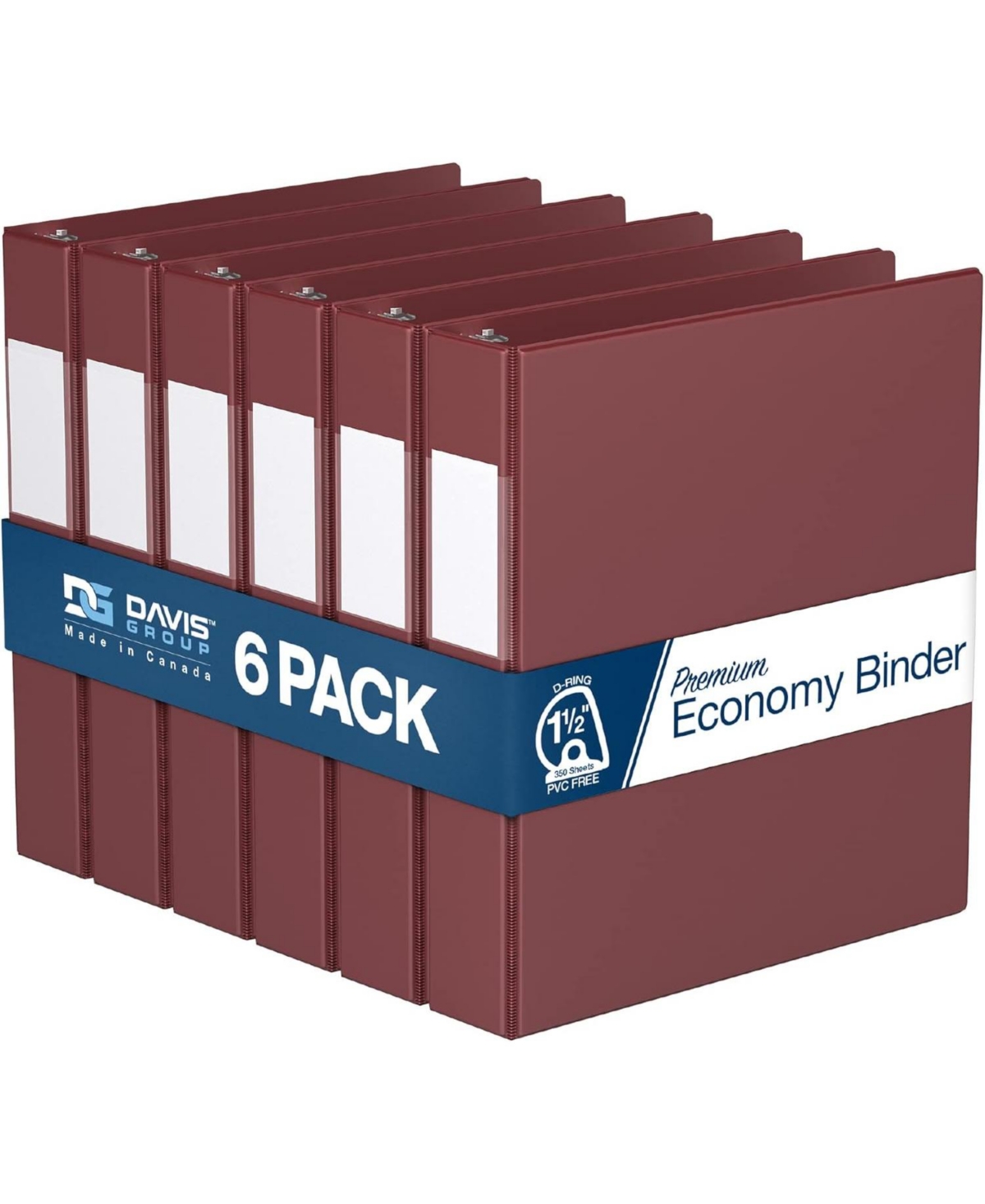 Premium Economy, Angle D Ring, Binder, 6 Pack (Orange, 1.5") - Navy