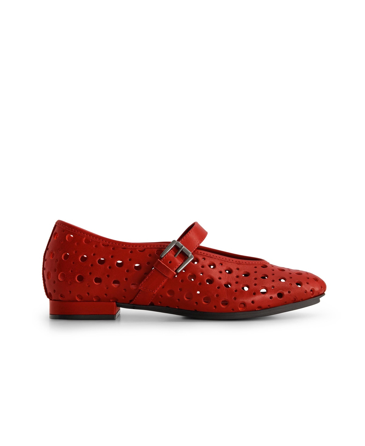 Bernardo Borden Perf Mary Jane Flat - Mahogany