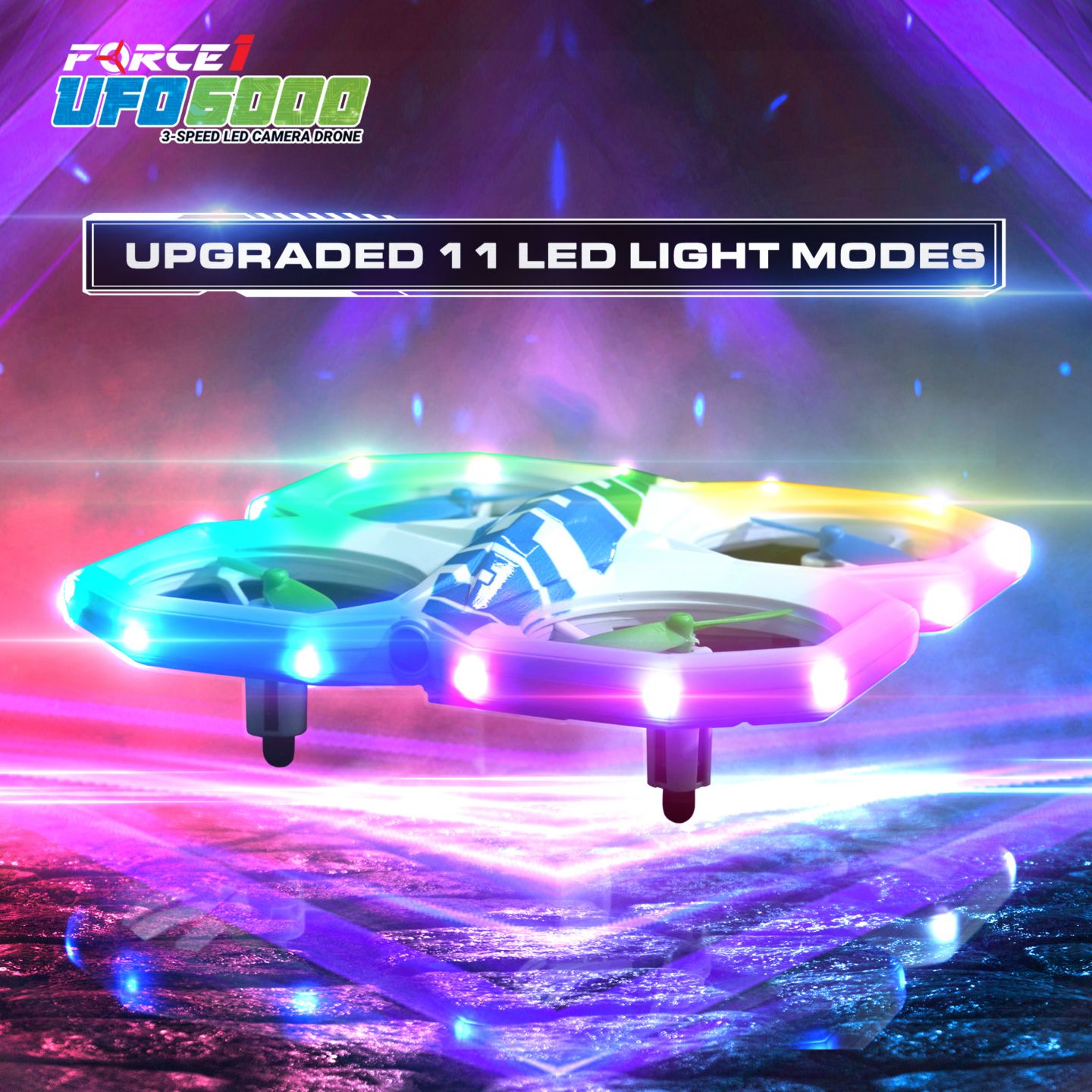 Детская игрушка Force1 UFO 6000 Multi-Color LED Stunt RC Drone with Camera — фото 4