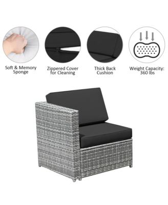 8 Piece Rattan Outdoor Patio Sofa Sectional Conversation Furniture Set w/ Cushions & Coffee Table