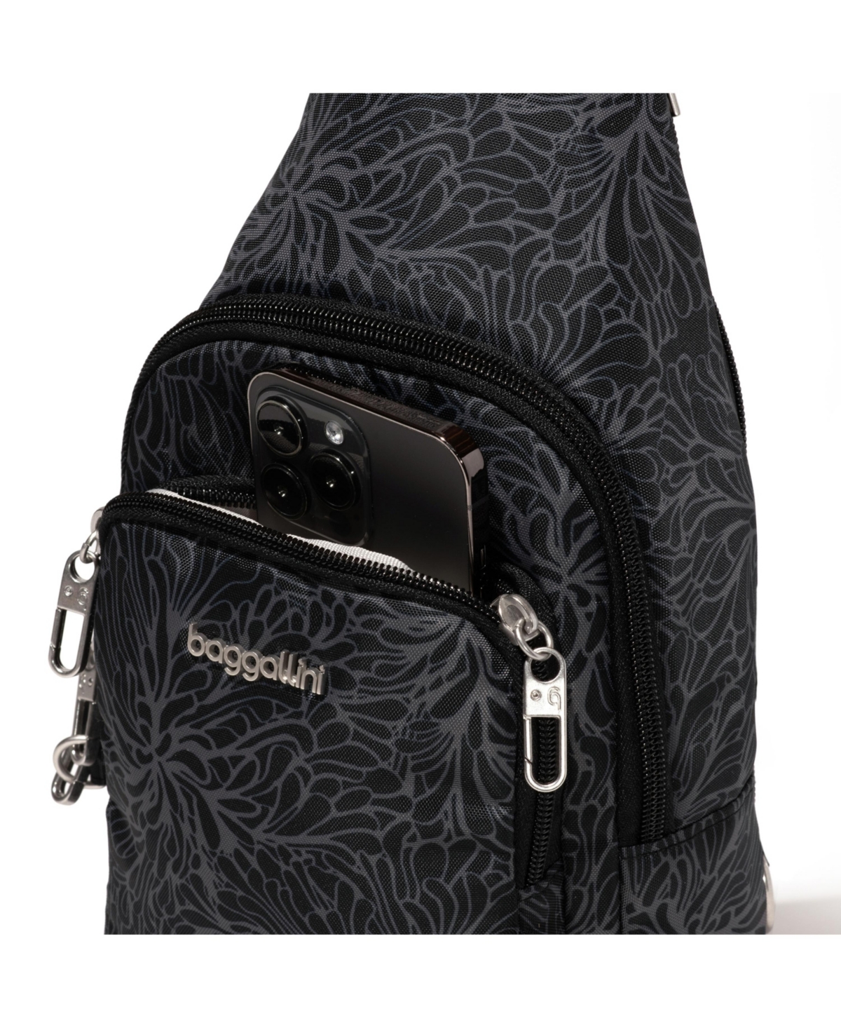 Baggallini Securtex Anti-theft Daytripper Sling Bag In Midnight Blossom Print
