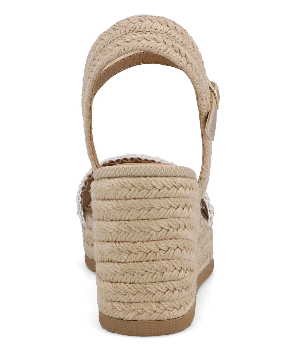 Mia Becky Ankle Strap Espadrille Platform Wedge Sandal In Natural,gold
