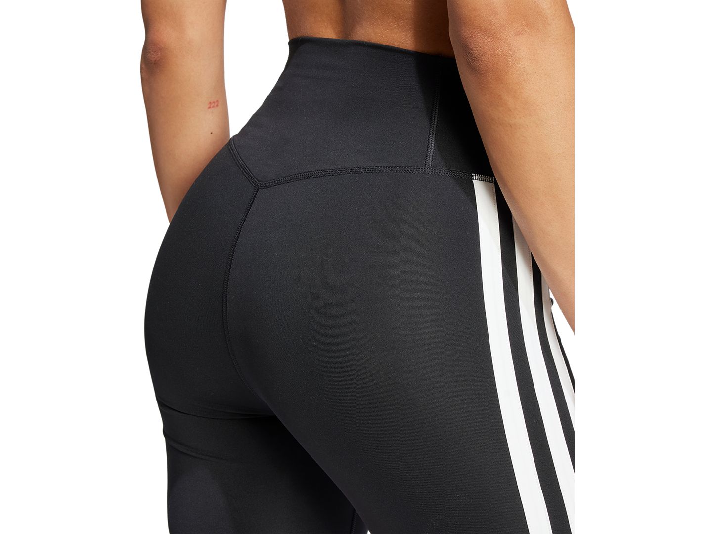Женские леггинсы adidas The Optime Essentials 3-Stripe Short, цвет: Чёрный / Белый — фото 4