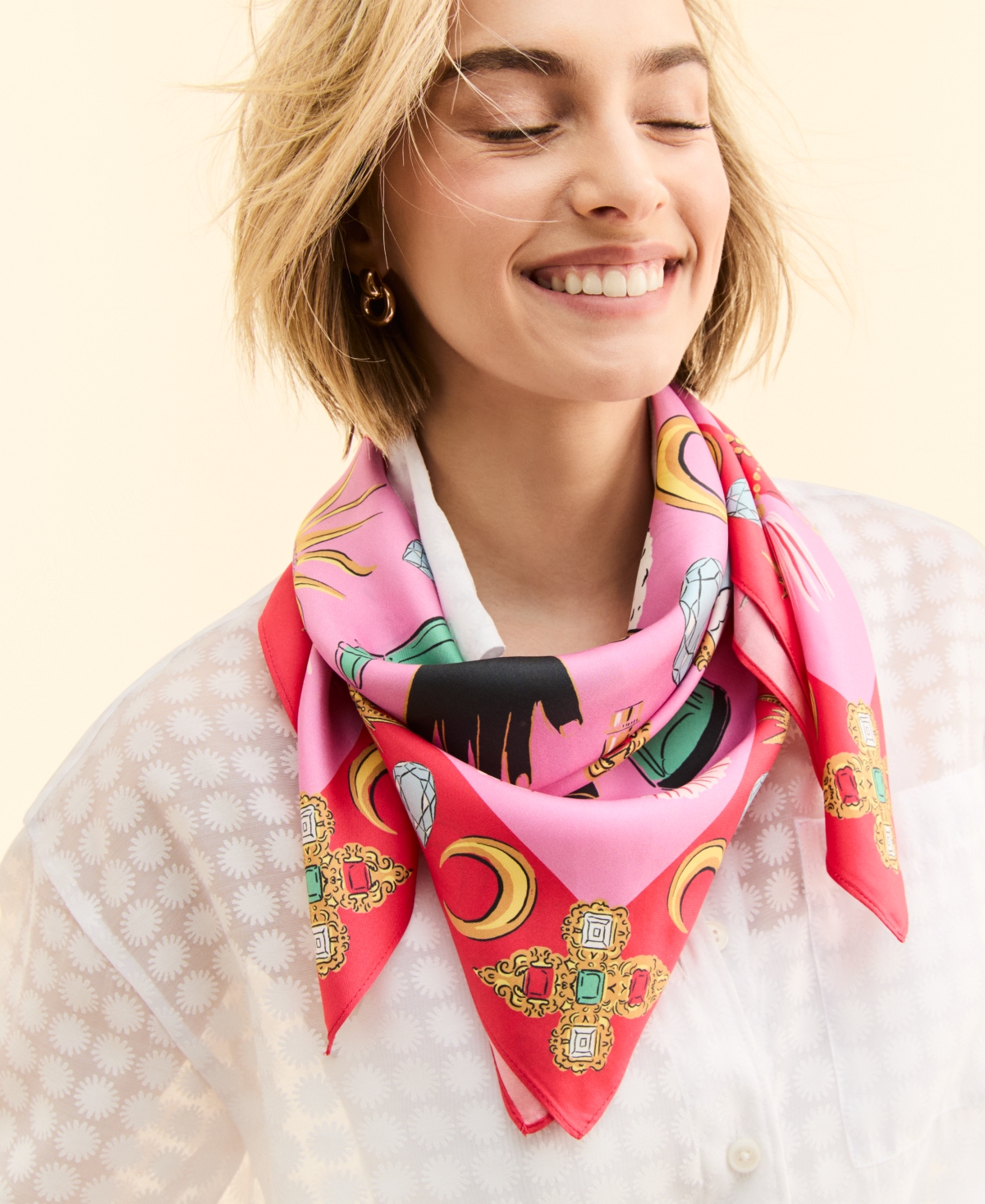 Flower Show Square Silk Scarf, Exclusively at Macy's - Red/Pink Stripe