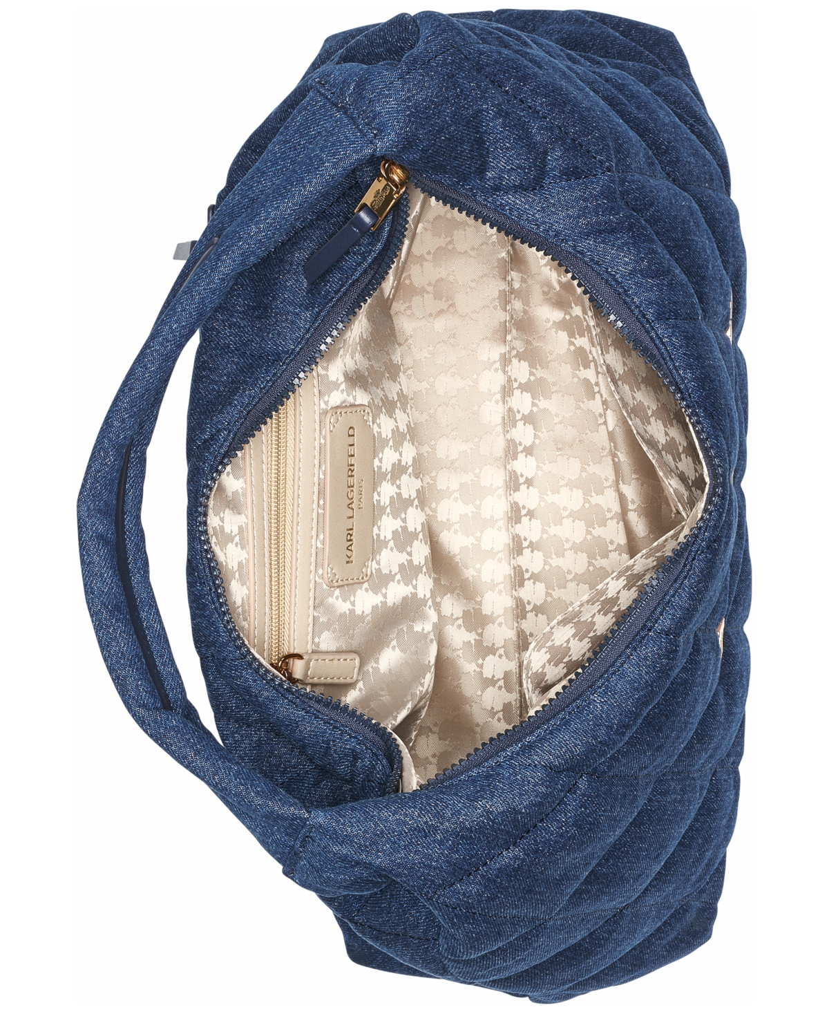 KARL LAGERFELD VOYAGE QUILTED DENIM HOBO BAG 