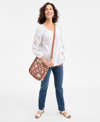 売れ筋商品|||スタイルアンドコー カットソー トップス レディース Women's Floral-Appliqu Cotton Peasant Top, Exclusively at Macy's Pink Heart Style & Co Women's Floral-Appliqué Cotton Peasant Top