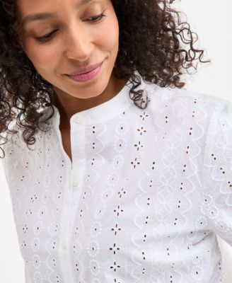 Women's Cotton Eyelet-Embroidered Blouse