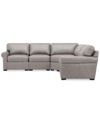 Radley Roll Arm 117" 5-Pc. Leather Wedge Corner L Sectional