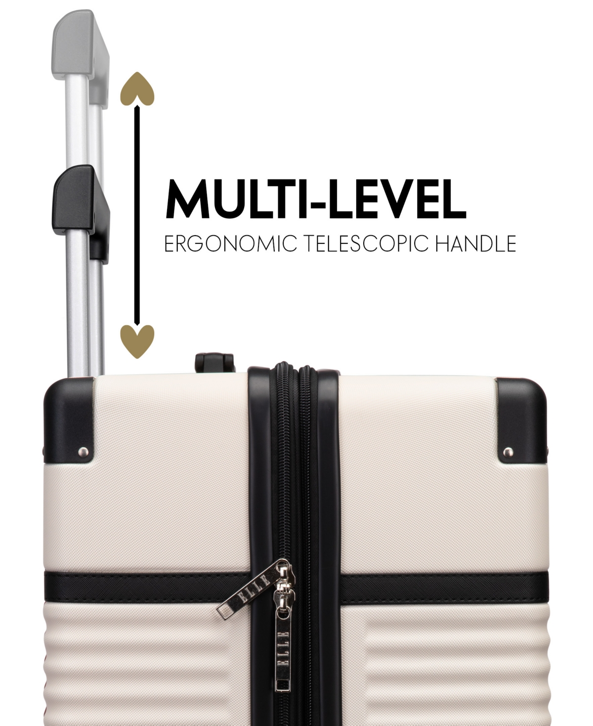 Elle Bville 3-piece Expandable Retro Spinner Luggage Set In Champagne