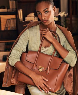 【Ralph Lauren】Large Tanner Satchel レザーサッチェル Lauren Ralph Lauren Pebbled Leather Extra-Large Tanner