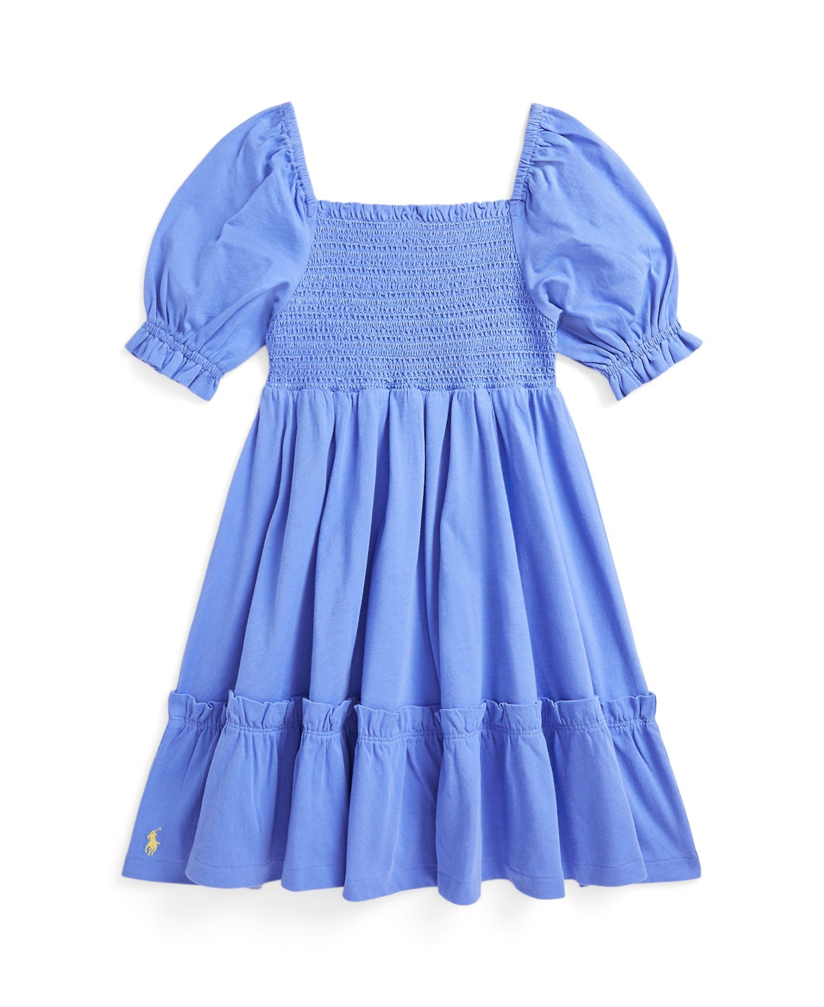 Polo Ralph Lauren Girl's Smocked Day Dress In Harbor Island Blue,oasis Yellow