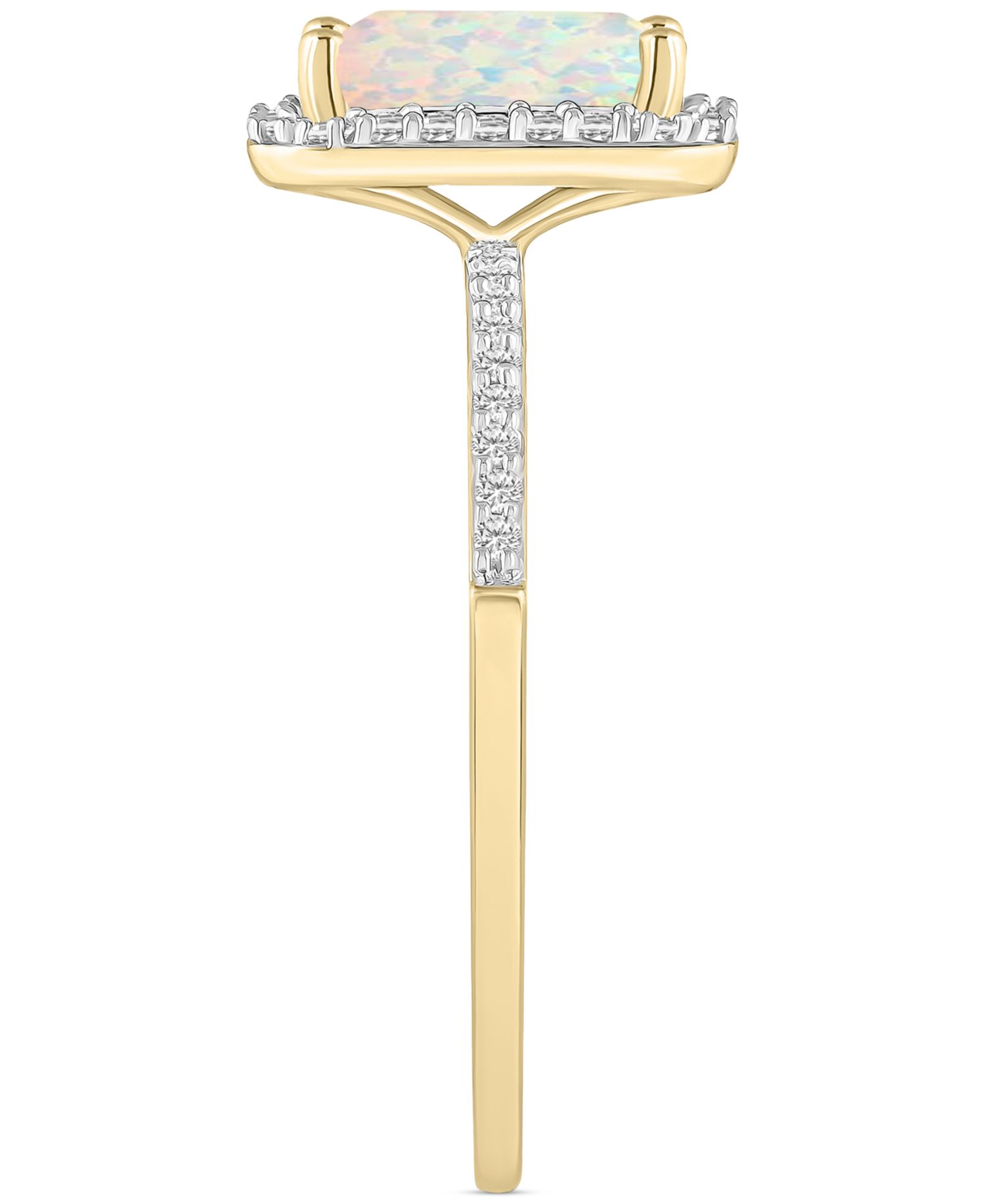 Lab-Created Ruby (2 ct. t.w.) & Lab-Created White Sapphire (1/4 ct. t.w.) Emerald-Cut Halo Ring in 10k Gold (Also in Additional Gemstones)