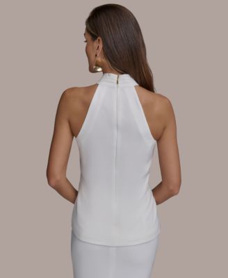売れ筋商品|||エラン カットソー トップス レディース Women's Sleeveless Button-Front Halter Vest White Donna Karan New York Women's Button-Front Halter Vest - Macy's
