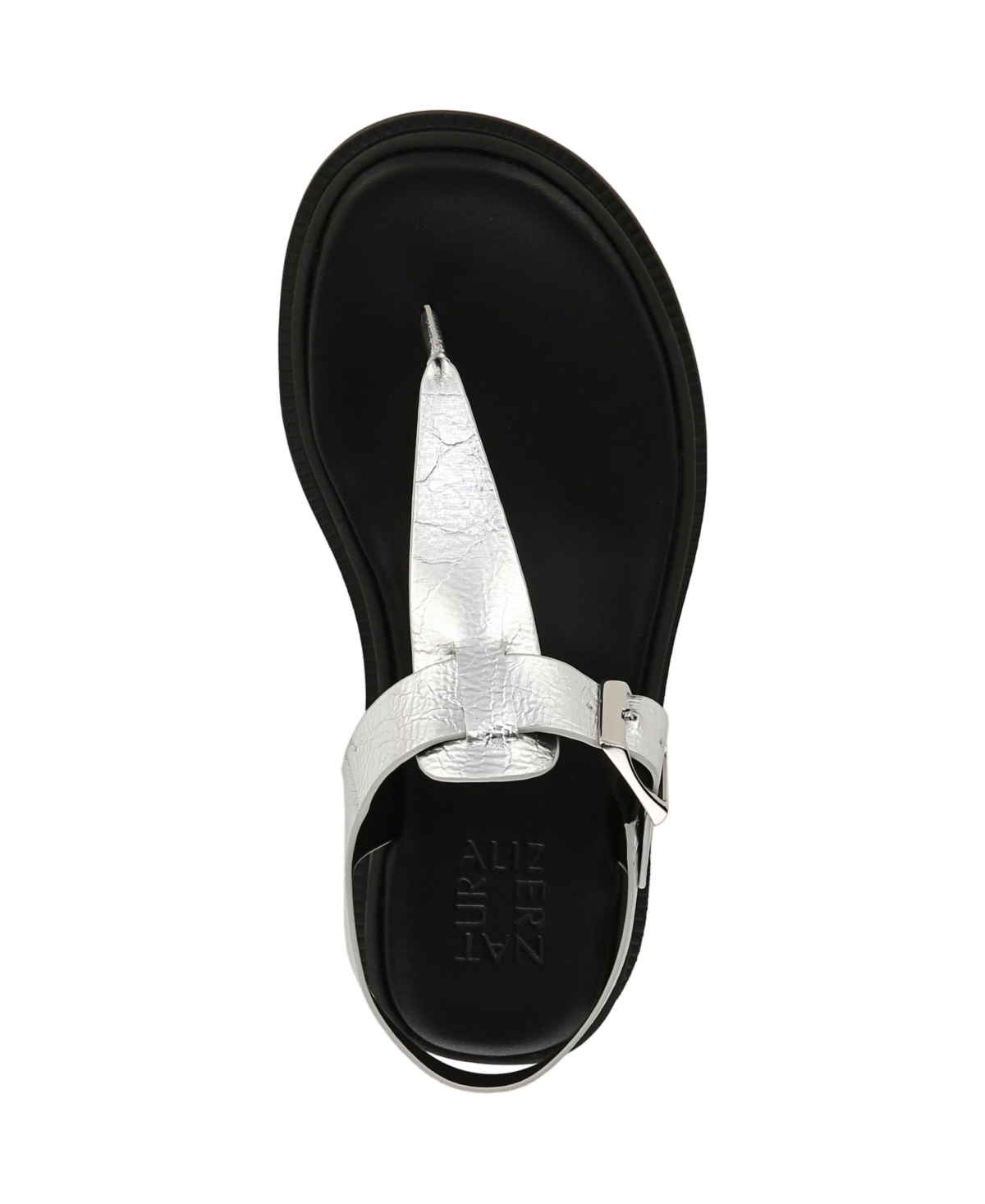 Naturalizer Alyssa T-strap Platform Sandal In Silver Faux Leather