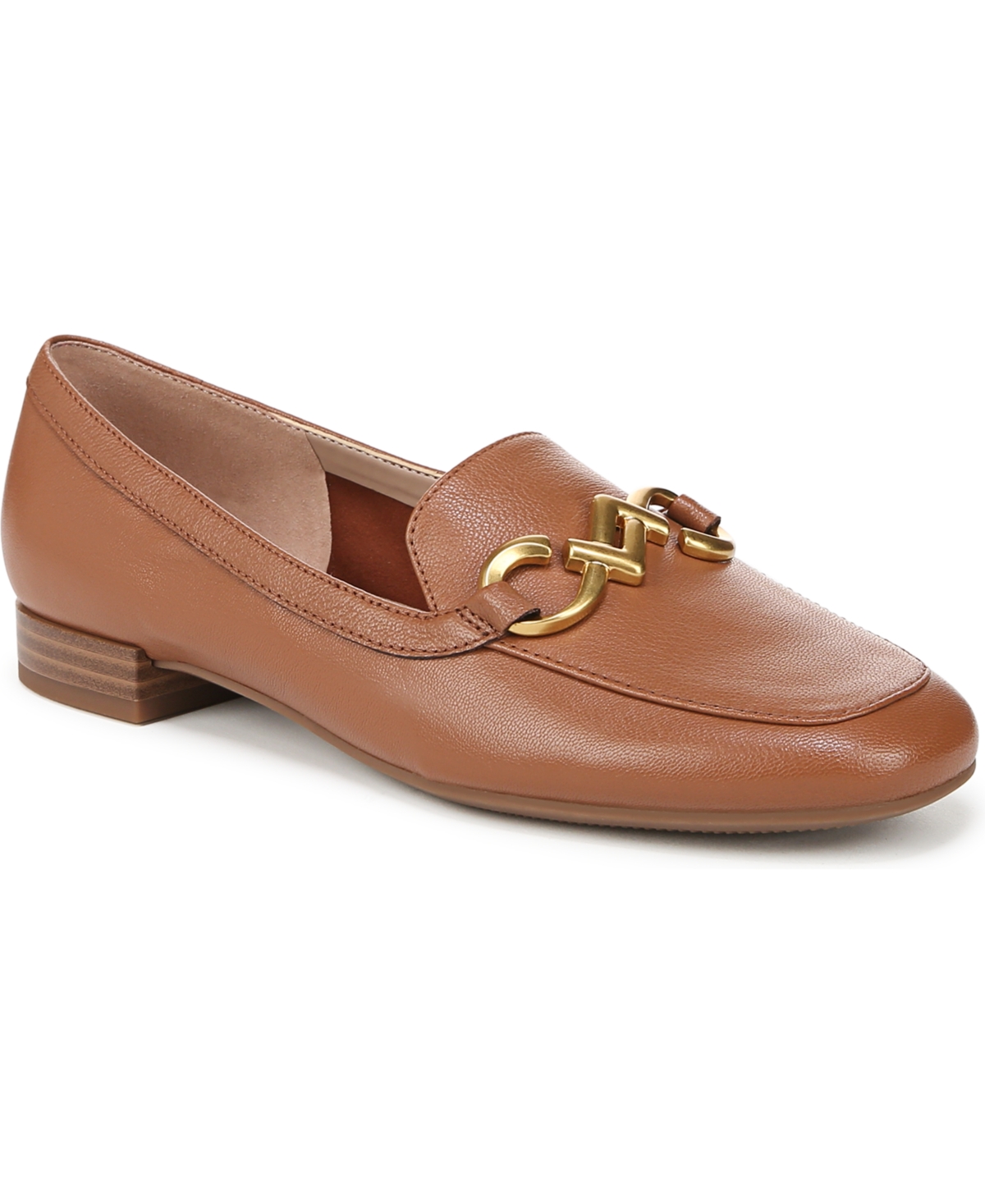 Naturalizer Women's Jovie Closed Round Toe Loafers In English Tea Brown Leather