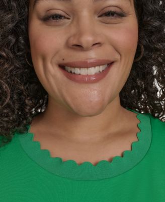 Plus Size Ruffled-Sleeve Knit Top, Exclusively at Macy's