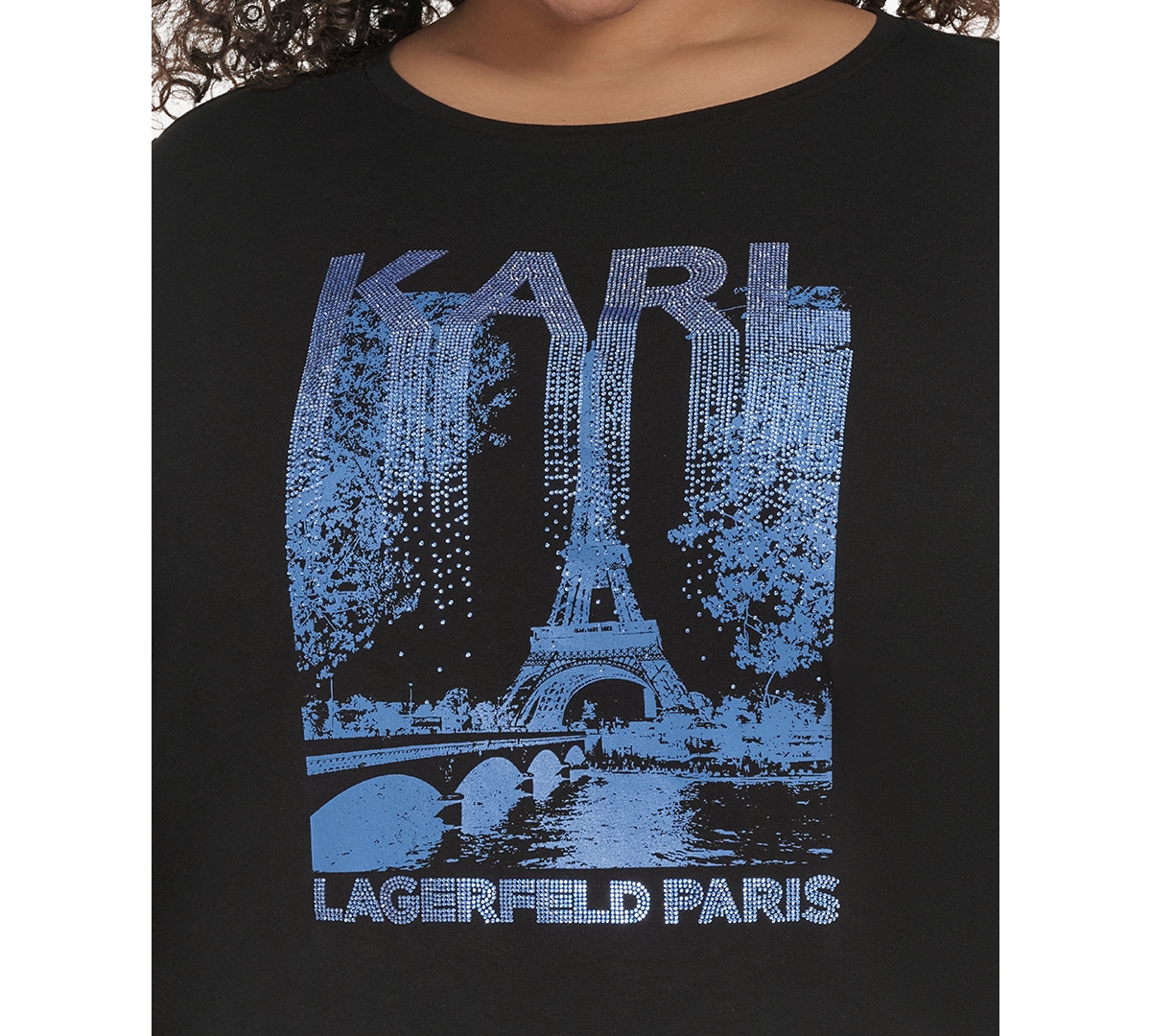 KARL LAGERFELD PLUS SIZE EMBELLISHED EIFFEL TOWER TEE, EXCLUSIVELY AT MACY'S 