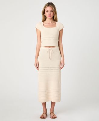 Womens Nellis Cotton Collage Short Sleeve Top Nellis Cotton Side Slit Skirt