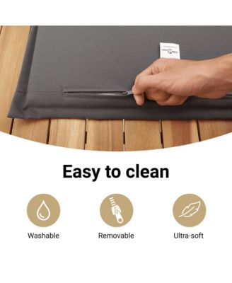 3 Piece Bistro Set with Cushions Gray Poly Rattan Acacia Wood