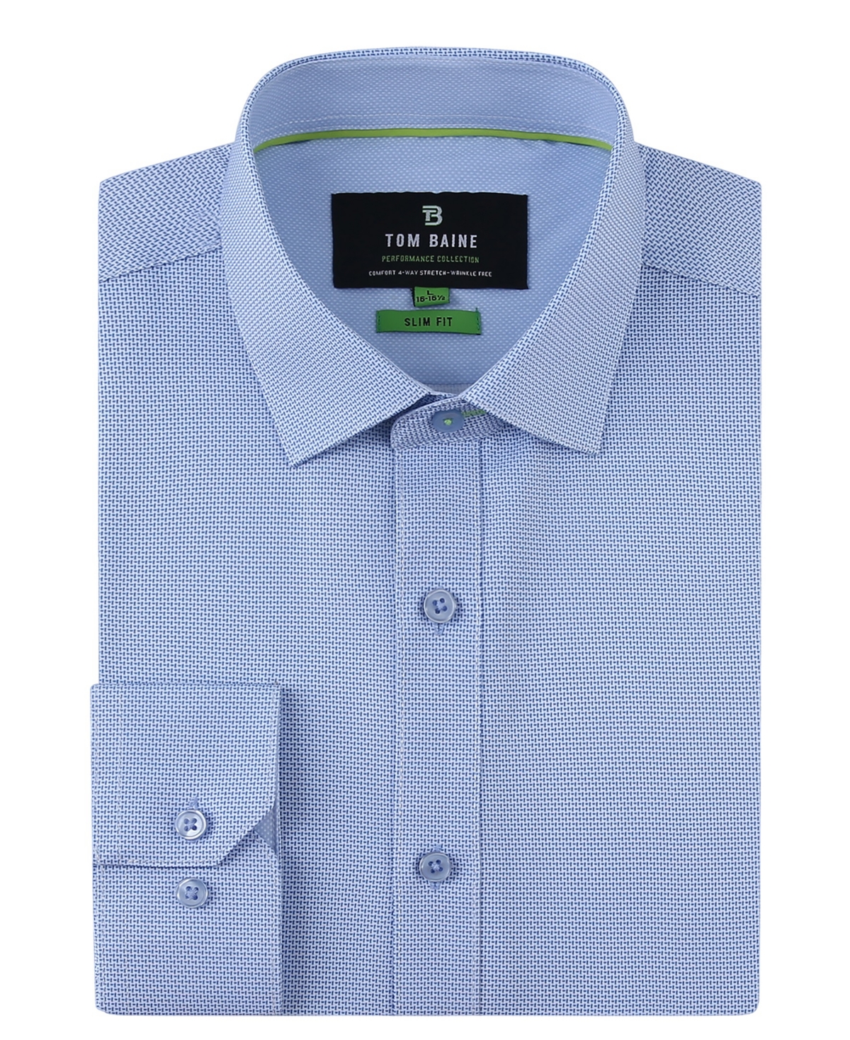 Men's Four Way Stretch Geo Print Button Down Dress Shirt - Blue