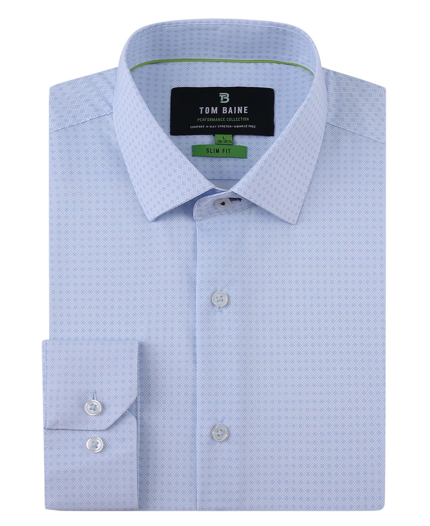 Мужская рубашка Tom Baine Four Way Stretch Geo Print Button Down Dress Shirt, цвет: Синий, вариант 1 — фото 1