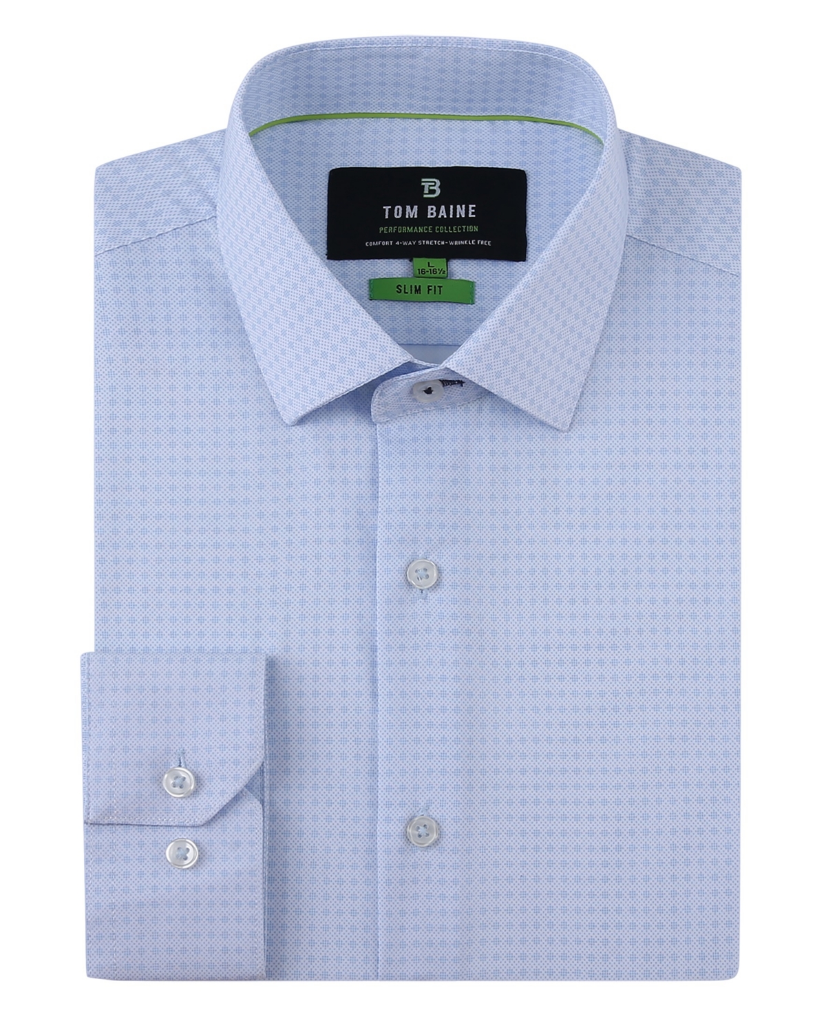 Men's Four Way Stretch Geo Print Button Down Dress Shirt - Blue