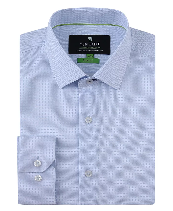 Men's Four Way Stretch Geo Print Button Down Dress Shirt