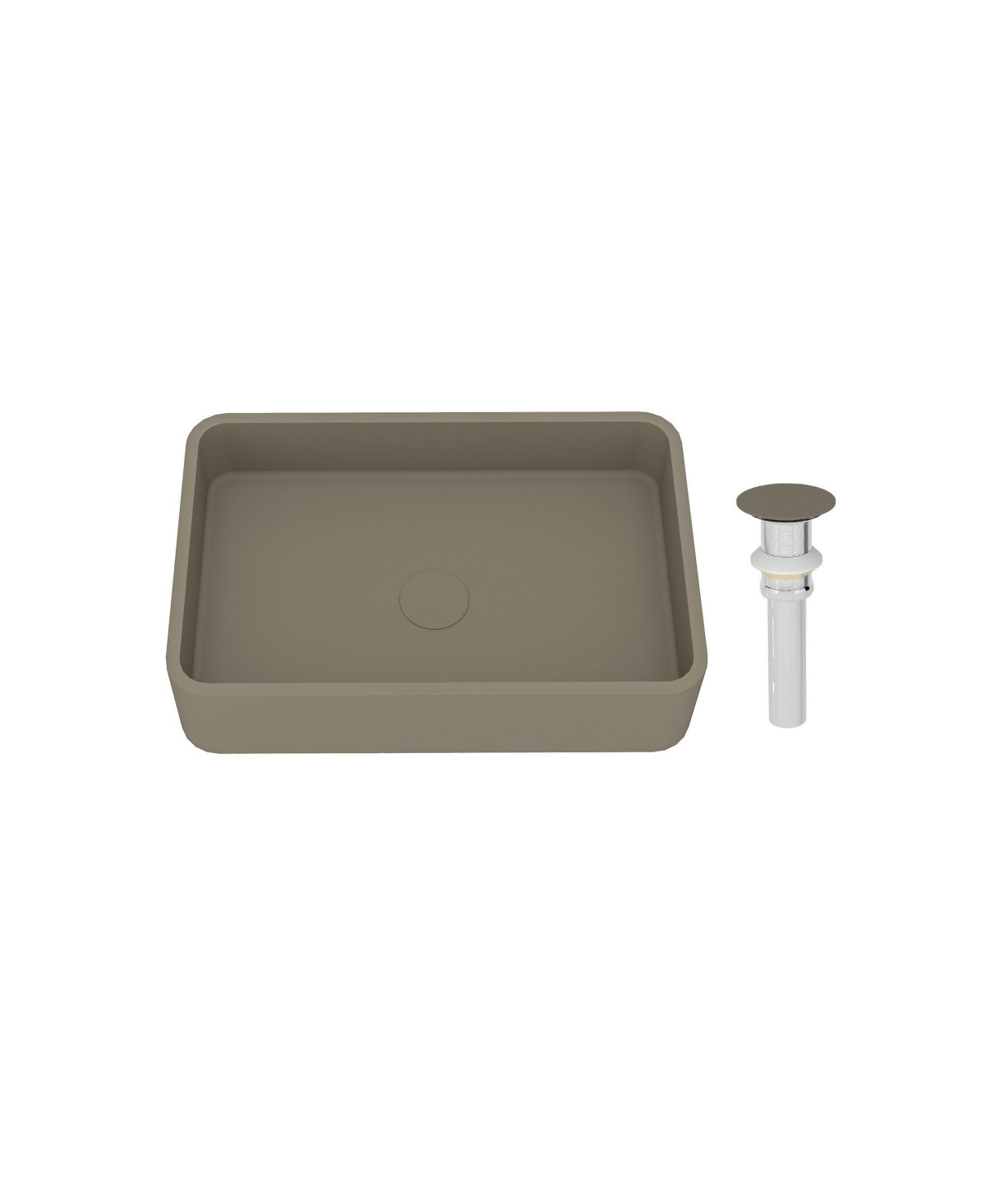 20x13 Inch Rectangular Bathroom Cement Art Basin with Matching Color Drain, Durable and Stylish for Your Unique Bathroom - Taupe clay