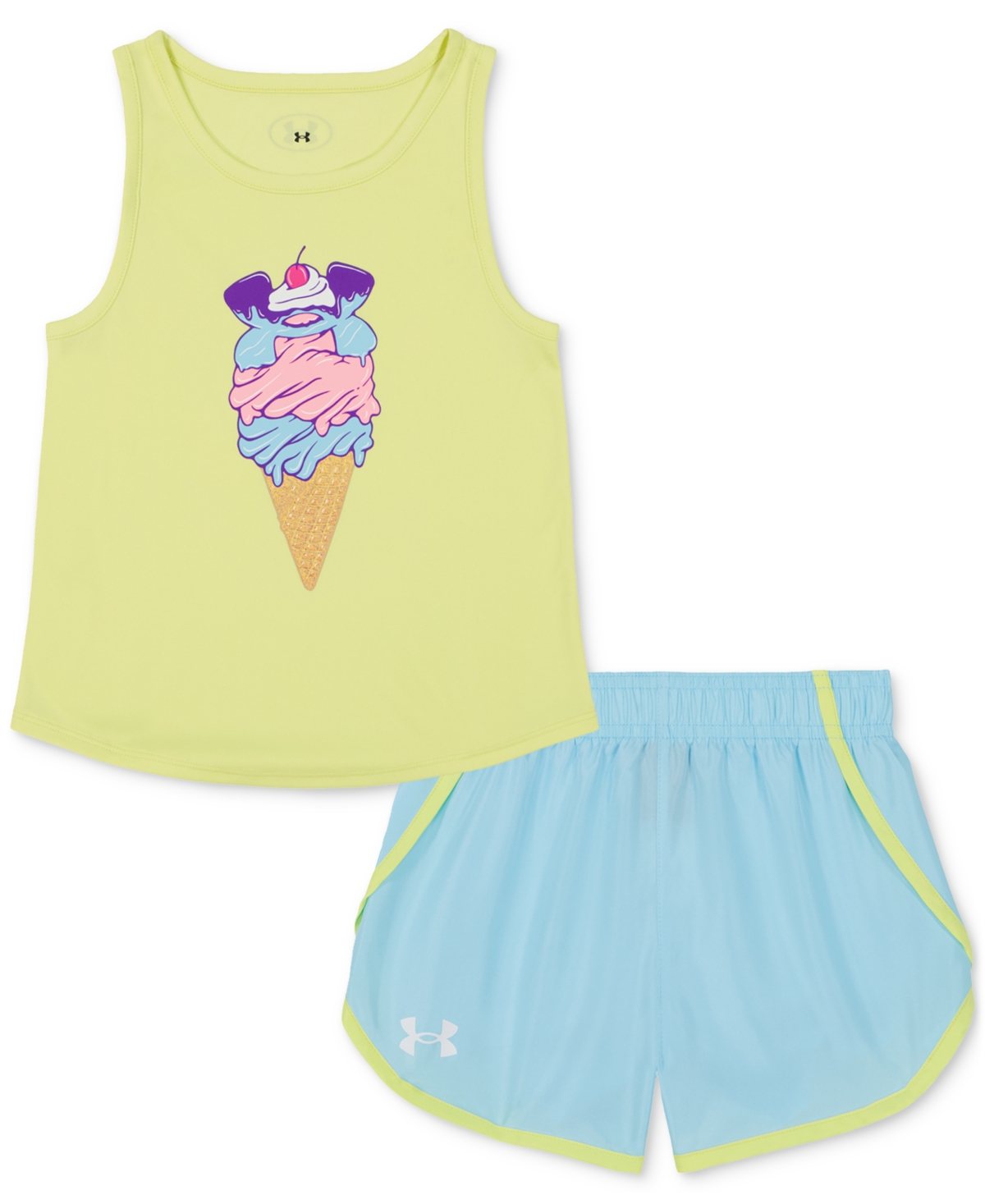 Under Armour Toddler & Little Girls Tank Top & Shorts, 2 Piece Set In Sonic Yellow