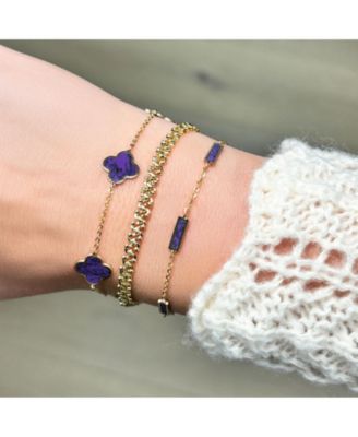 Small Amethyst Clover Bracelet 14K Gold