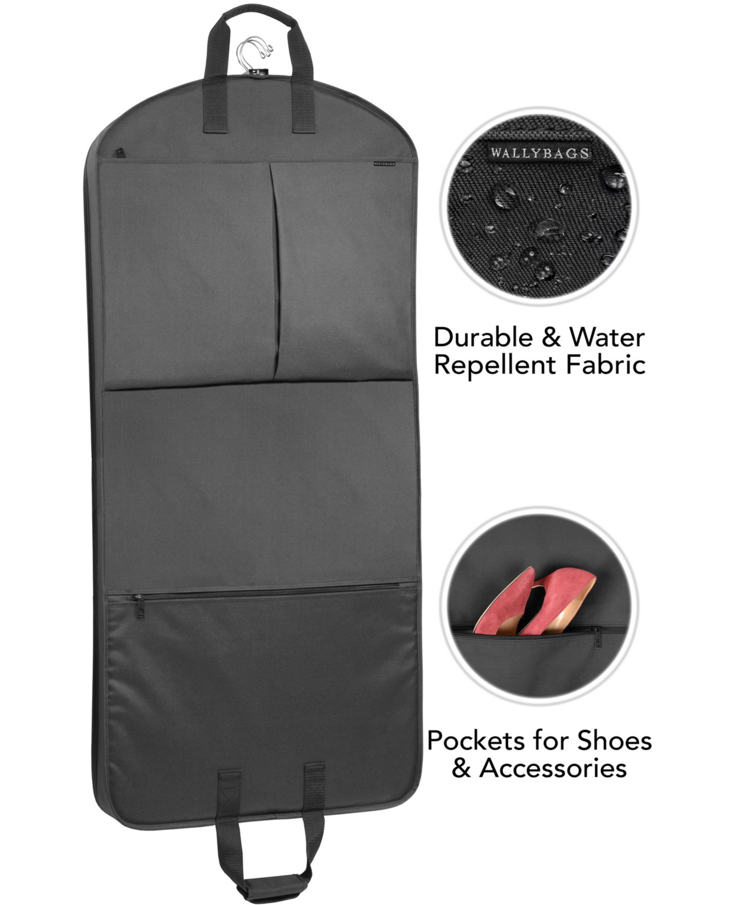 Дорожный чехол для одежды WallyBags 52" Deluxe с карманами, цвет: Чёрный — фото 3