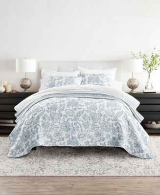 ienjoy Home Jacobean and Stripe Reversible Lightweight Quilt Set - Macy's