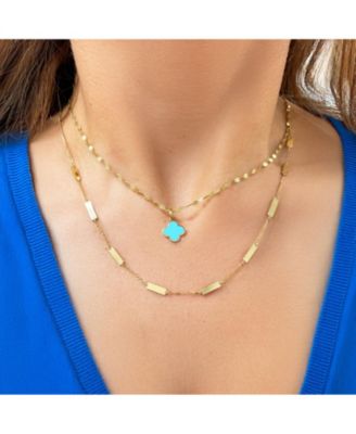 Turquoise Clover Charm 14K Gold - 10 millimeters