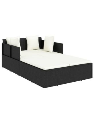 Sunbed with Cushions 71.7"x46.5"x24.8" Poly Rattan Outdoor Lounger
