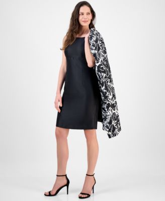 Petite Floral-Print Jewel-Neck Jacket Topper & Empire Seamed Dress Set, Regular & Petite 