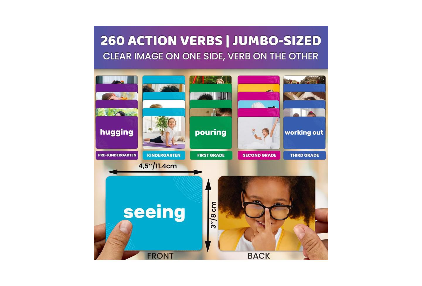 Детские игрушки Quokka Vocabulary and Action Verbs Flash Cards, 364-Piece Set, Ages 3+ — фото 2