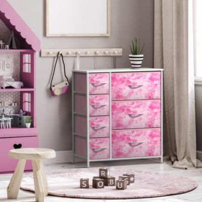 Dresser with 7 Drawers - Storage Chest Organizer with Steel Frame, Wood Top, Handles, Fabric Bins