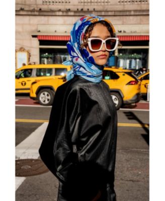 Double Sided Wool Silk Scarf Of Blue Bird