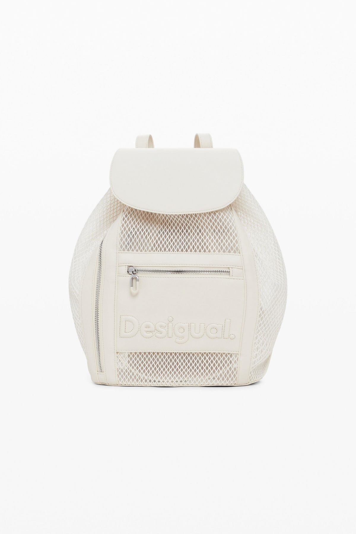 Women's Medium mesh drawstring backpack - Light beige