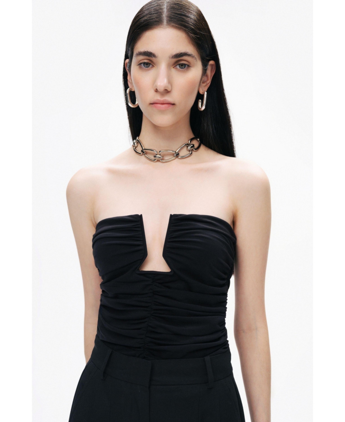 Women's Drape-Designed Crop Top - Black