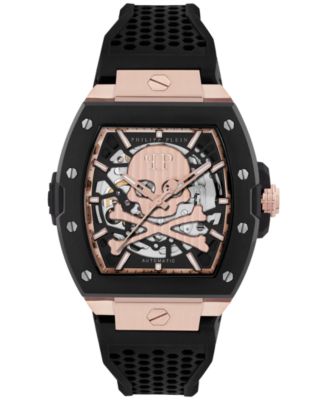 Philipp Plein - Men's Automatic The Skeleton 2.0 Black Silicone Strap Watch 44mm
